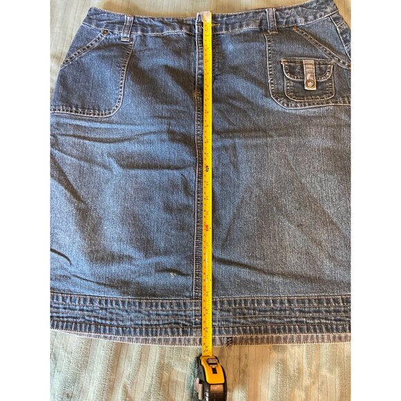 Cato Woman Denim Jean Skirt 16W Pocket Detail Classic Stretch Urban Casual Stain - Picture 9 of 10